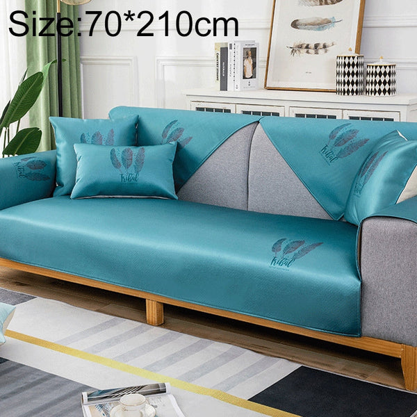 Feather Pattern Summer Ice Silk Non-slip Full Coverage Sofa Cover,