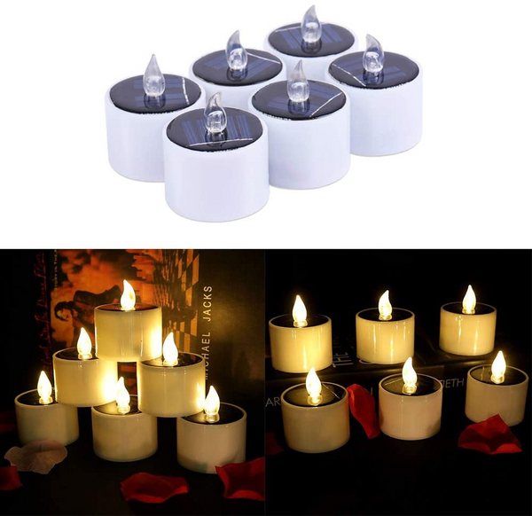 Solar Powered LED Candle Lights for Wedding Party Christmas Decoration